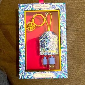 Lilly Pulitzer keychain and phone charger